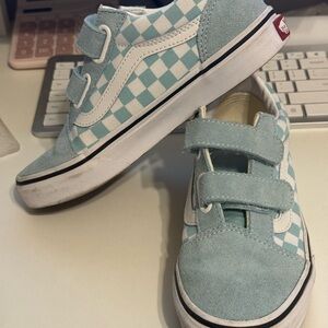 Vans Kids teal or turquoise blue Checkered Sneakers